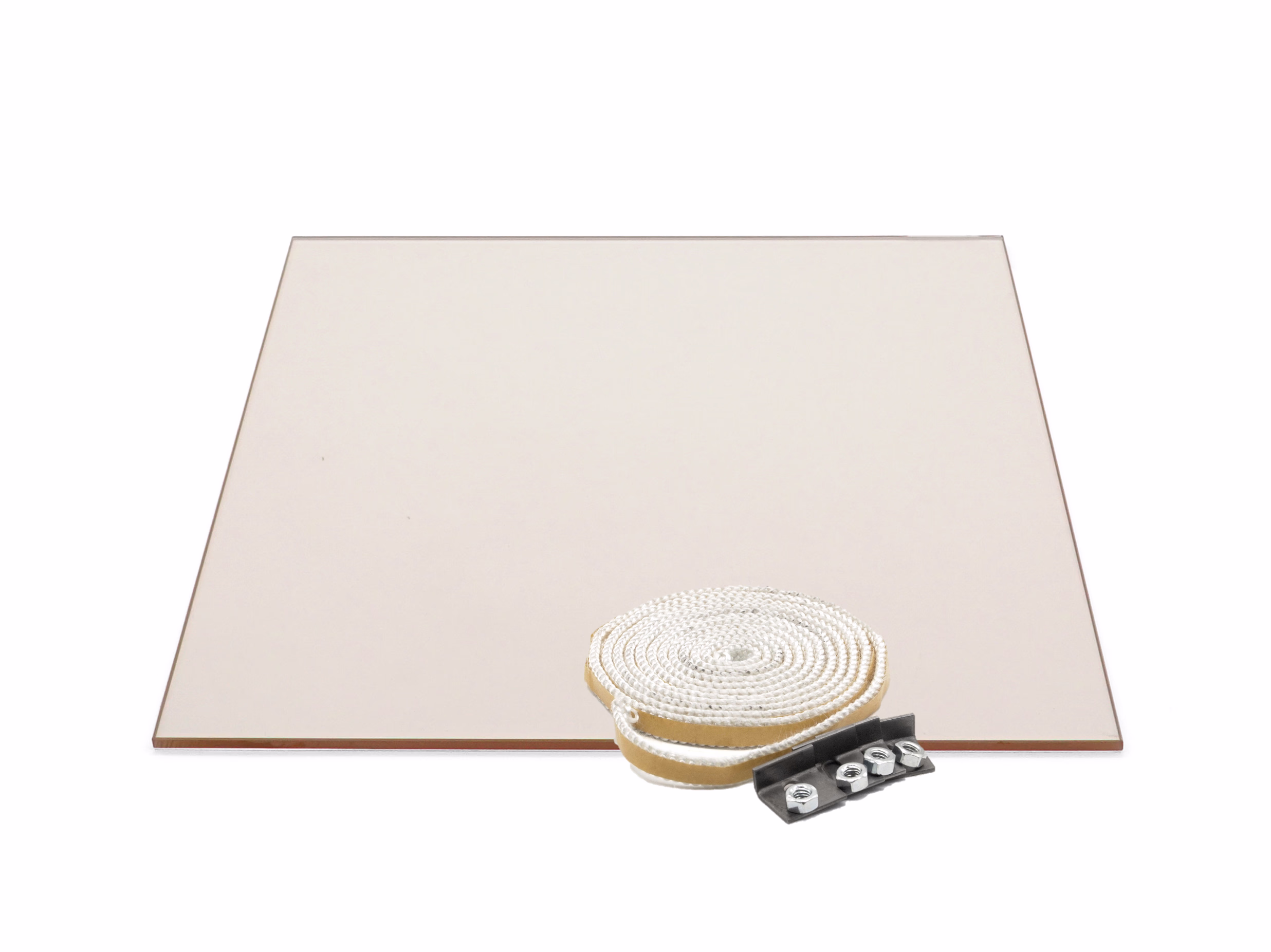Hitzebeständige Kaminofenscheibe (Sichtscheibe) mit den Maßen 260 × 280 × 4 mm – Ersatzteil für Accente Kaminöfen