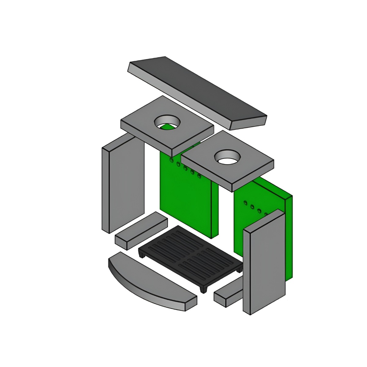 Brennraum Vermiculit, hinten Set 2-teilig